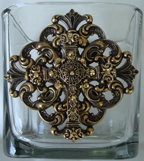 Votive with Cross EmblemCandle Holder