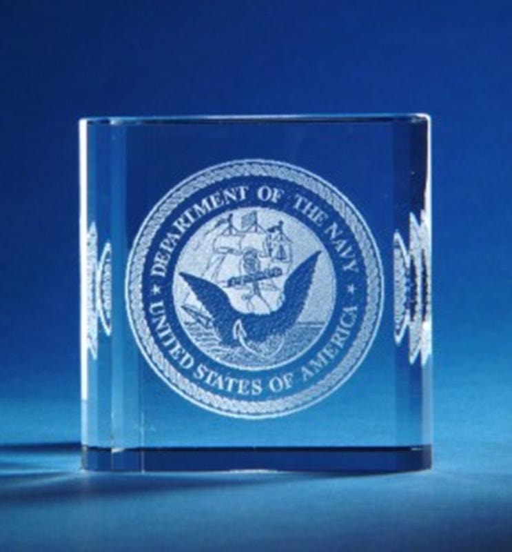Navy Crystal Paperweight