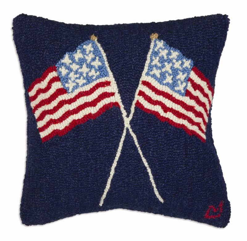 American Flags on Blue Pillow