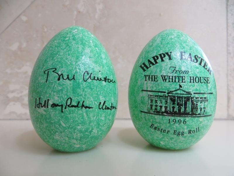 1996 Clinton Official White House Wooden Easter Eggs GREEN